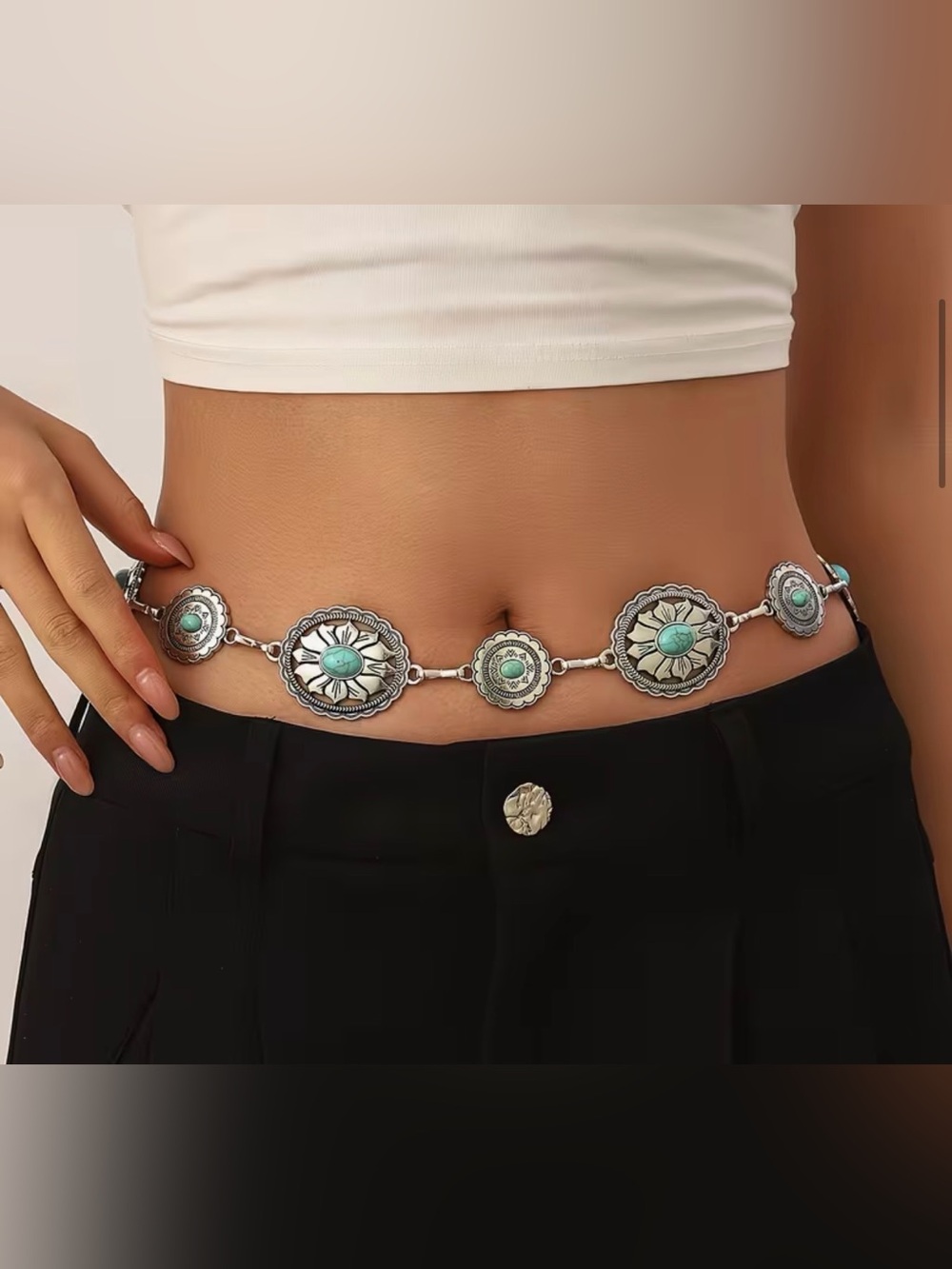 Western boho Waist Chain silver color